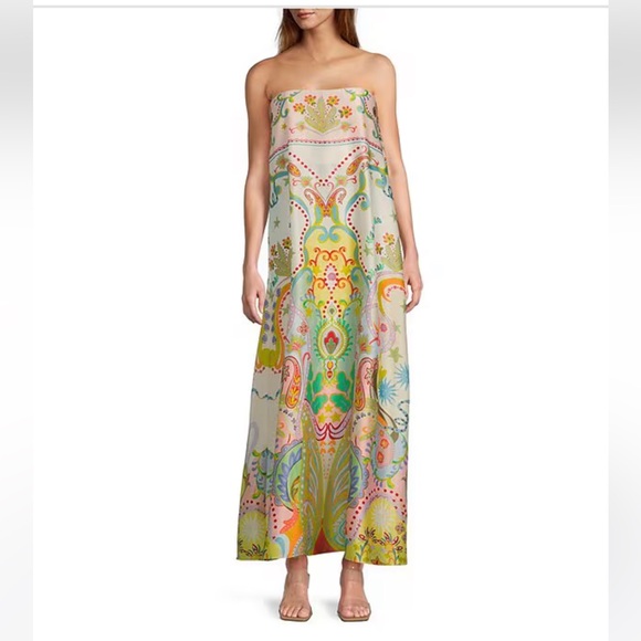 NWT Antonio Melani Lucia Printed Satin Strapless Maxi Dress - Picture 1 of 3